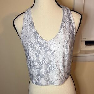 Nine West Active Women White Snake Skin Activewear Longline Sports Bra Size L